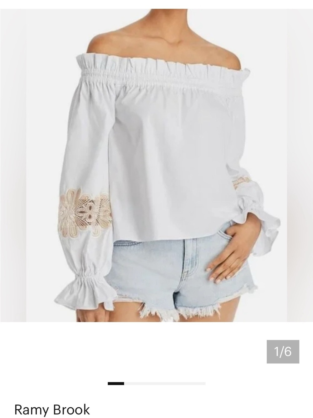 Ramy Brook White Off-Shoulder Lace-Trim Blouse